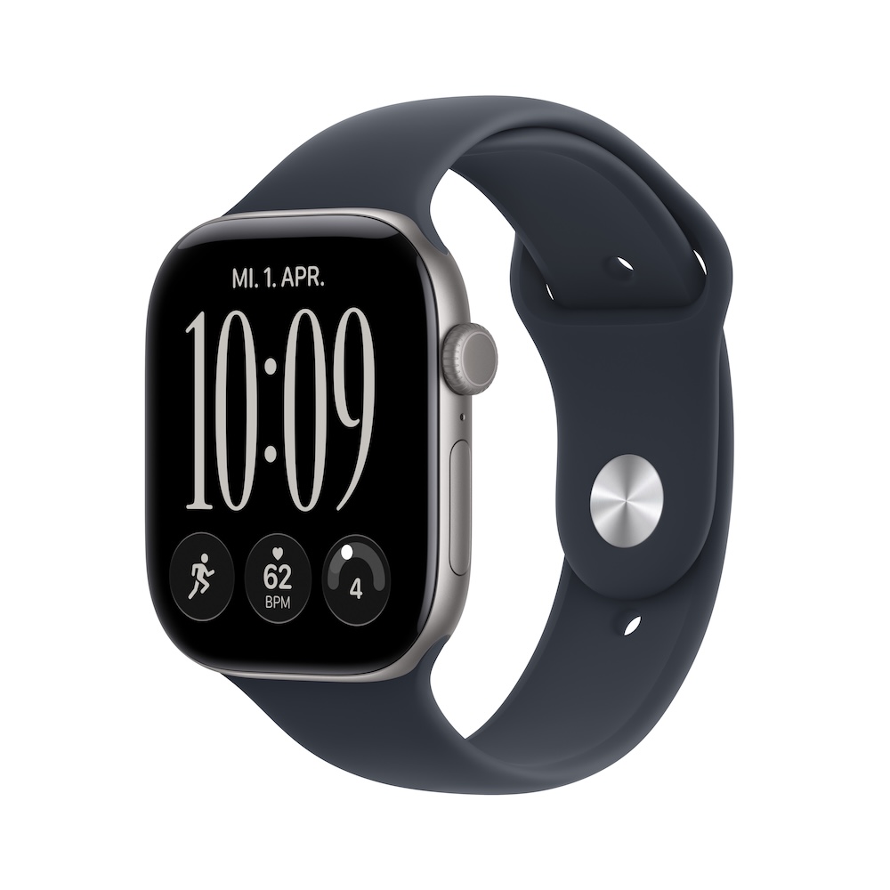 Apple Watch Series 12 Sportarmband, Space Grau, Navyblau, 46mm, GPS + Cellular, M/L