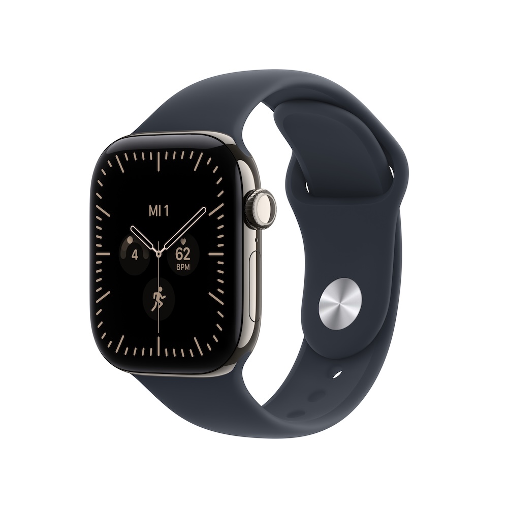 Apple Watch Series 12 Sportarmband, Natur, Navyblau, 42mm, GPS + Cellular, M/L