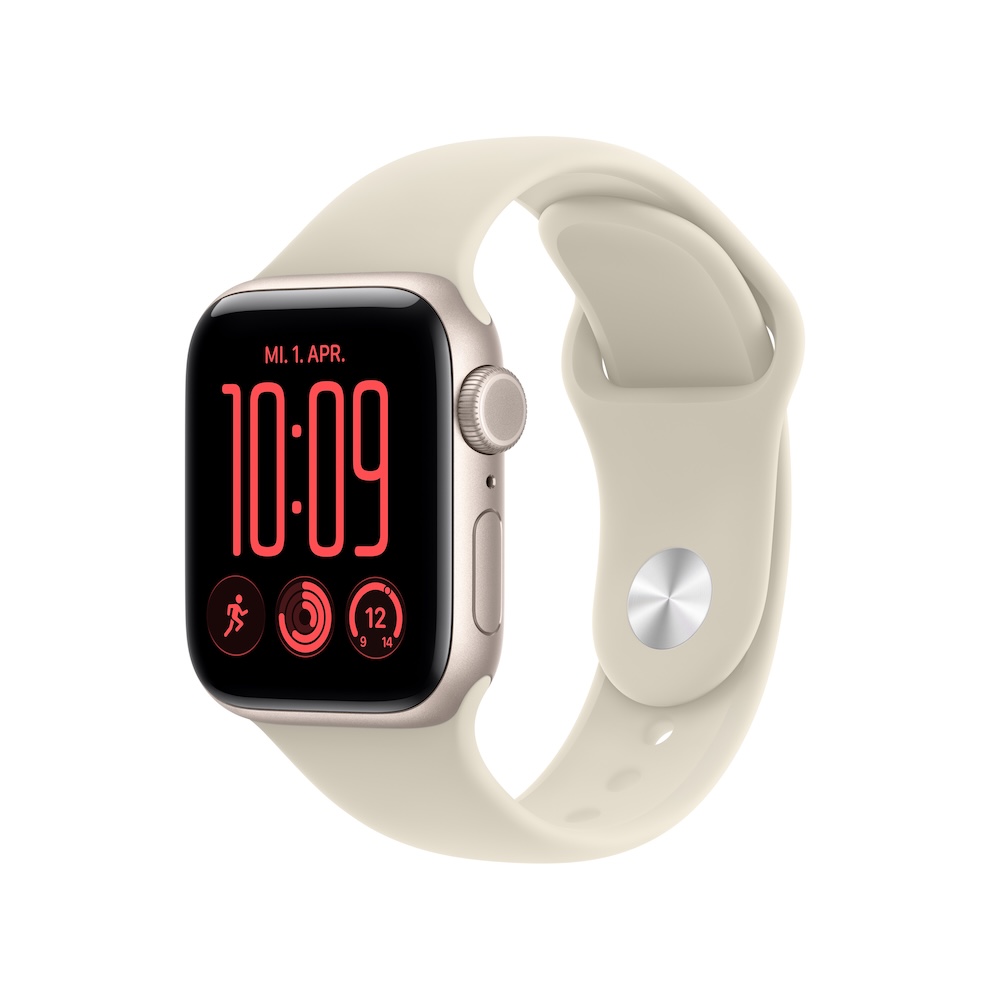 Apple Watch SE 3 2026, Polarstern, Sand, 40mm, GPS + Cellular, S/M