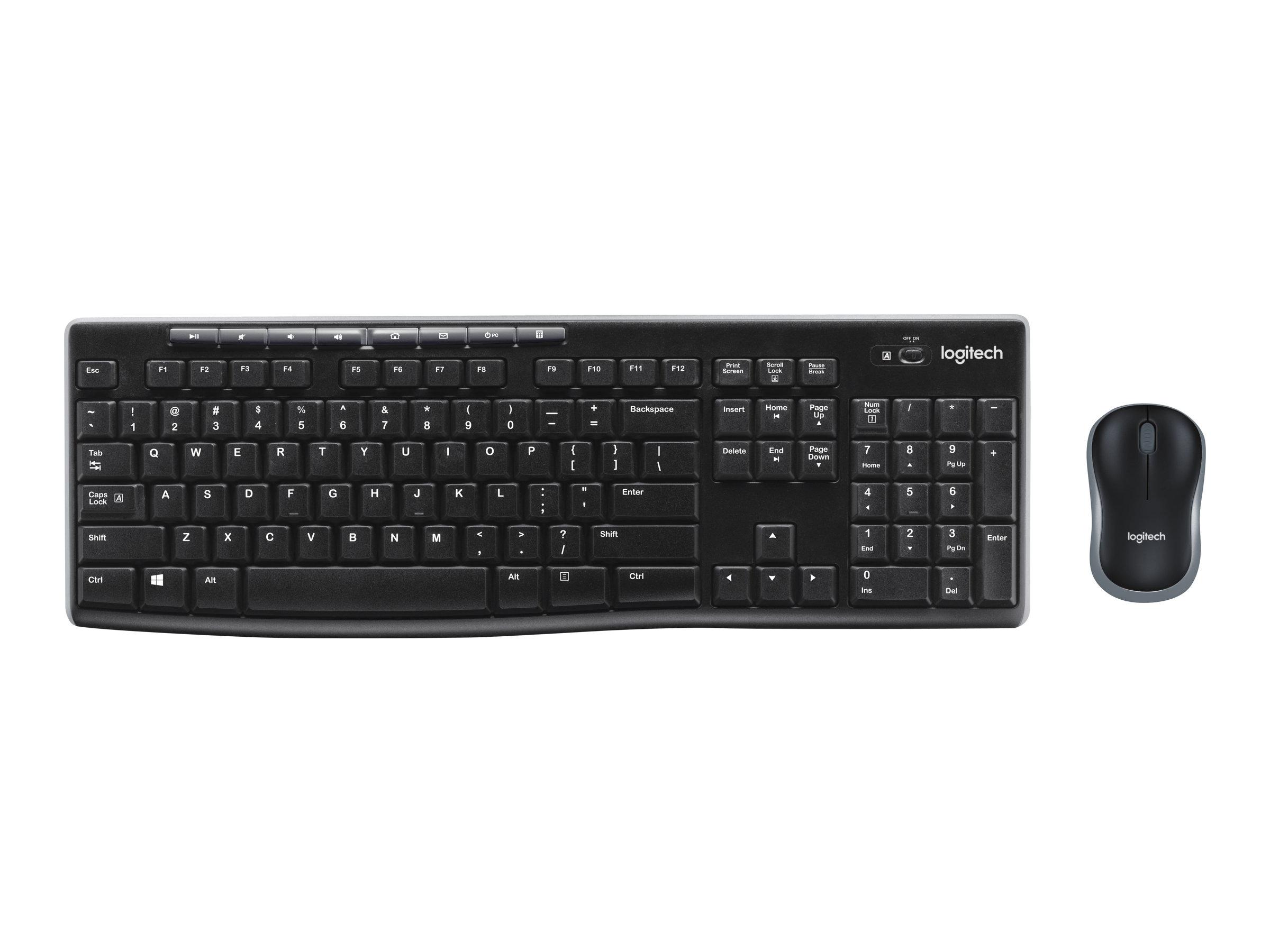 Logitech Wireless Combo MK270, Schwarz, Kabellos via USB-Empfänger, UK Englisch